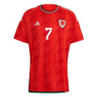 Wales National Team 2022-23 Dylan Levitt #7 Home Men Jersey - Red