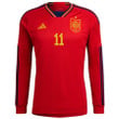 Ferran Torres 11 Spain 2022-23 Home Men Long Sleeve Jersey National Team World Cup Qatar