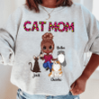 Cat Mom Sitting With Drink Personalized T-shirt Sweatshirt Hoodie AP848