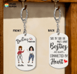 Side By Side Or Miles Apart Besties Are Always Connected By Heart Stainless Steel Keychain KC042