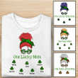 One Lucky Mom Grandma Messy Bun Personalized T-shirt Sweatshirt Hoodie AP785