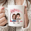 Red Tree Doll Couple Sitting Valentine‘s Day Personalized Mug DW036