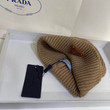 Prada Triangle Logo Wool Beanie In Beige/Brown