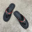 Gucci Logo-embellished Green And Red Striped Leather Flip-flops