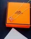 Hermes Red Pop H Pendant With Yellow Gold/ Rose Gold Chain Necklace