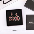 Chanel Iconic CC Logo Lambskin Earrings In Red/ Black