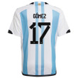 Papu Gómez #17 Argentina National Team Qatar World Cup 2022-23 Patch Home Jersey, Youth