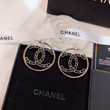 Chanel Lambskin CC Chain Hoop Earrings In Black Gold