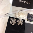 Chanel Crystal Pearl Flower Metal Earrings
