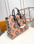 Louis Vuitton OnTheGo GM Handbag Monogram And Leopard Print In Beige/ Cream