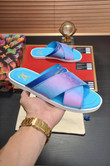 Louis Vuitton Monogram Fouch Mule Slides In Light Purple And Blue