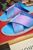 Louis Vuitton Monogram Fouch Mule Slides In Light Purple And Blue