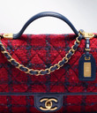 Chanel Small Flap Bag With Top Handle In Red Wool Tweed
