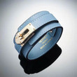 Hermes Kelly Multi Tour Bracelet In Blue Sky With Gold/ Silver Plated Closure