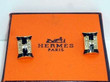Hermes H Signature Crystal Earrings In Black/ White/ Brown/ Orange