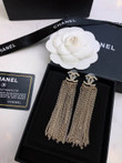 Chanel Old Gold Metal Chain Tassel Earrings