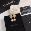 Chanel Gold Tone Drop Metal And Pearl Dangle Earrings