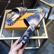 Louis Vuitton Trendy Crocodile Art Waterfront Mule Sandals In Navy And White