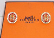 Hermes Crystal Oval H Letter Earrings In Brown/ Red/ Pale Pink/ Black
