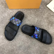 Louis Vuitton Teal Crossover Two Straps Slides