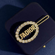 Dior Antique Gold J’Adior Oval Hair Pin Crystals