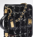 Chanel Small Flap Bag With Top Handle In Black Wool Tweed