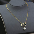 Dior Petit CD Necklace Gold-Finish Metal And White Resin Pearl