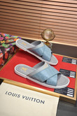 Louis Vuitton Foch Mule Slides In Light Blue And Gray