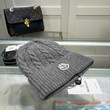 Moncler Logo Cable Knit Beanie In Grey
