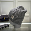 Moncler Logo Cable Knit Beanie In Grey