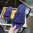 Louis Vuitton Denim Waterfront Mule Sandals In Blue And Red