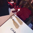 Chanel Gold CC Logo Earrings With Chain Tassel