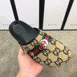 Gucci Half Slide In Beige With Net Web And Bees