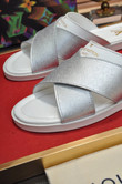 Louis Vuitton Foch Mule Slides In Silver And White