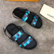 Louis Vuitton Blue Crossover Two Straps Slides In Black