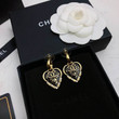 Chanel Black Heart With CC Logo And Cross Earrings