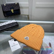 Moncler Logo Cable Knit Beanie In Light Orange