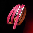 Hermes Behapi Tour Bracelet In Pink With Gold/ Silver Plated Closure