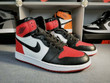 Nike Air Jordan 1 High Og Red Toes And Black Sneakers Shoes