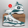 Phi. Eagle Custom Name Logo On Green/White Pattern Air Jordan 13 Shoes