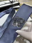 Gucci Tiger Underknot Silk Tie In Navy/Silver
