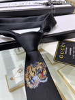 Gucci Tiger Underknot Silk Tie In Black/Yellow