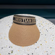 Christian Dior Straw Visor Hat In Brown