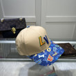 Louis Vuitton LV Embroidered And Lettering Printed Baseball Cap In Beige