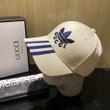 Adidas x Gucci Lettering And Monogram Embroidered Baseball Cap In Beige