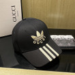 Adidas x Gucci Lettering And Monogram Embroidered Baseball Cap In Black