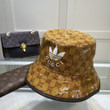 Adidas x Gucci Beige And Brown GG Crystal Canvas Bucket Hat