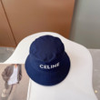 Celine Lettering And Monogram Bucket Hat In Dark Blue