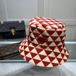 Prada Triangle Pattern Bucket Hat In Red/White