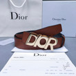 Dior Yellow Gold Logo Reversible Leather Belt In Brown